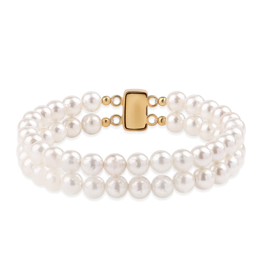 Pulsera de Plata Bañada en Oro con Perla blanca de agua dulce