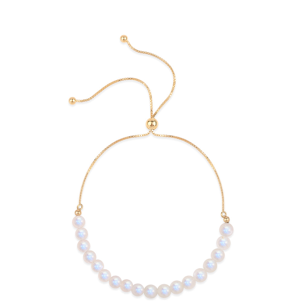 Pulsera de Plata Bañada en Oro con Piedra Lunar Arco Iris