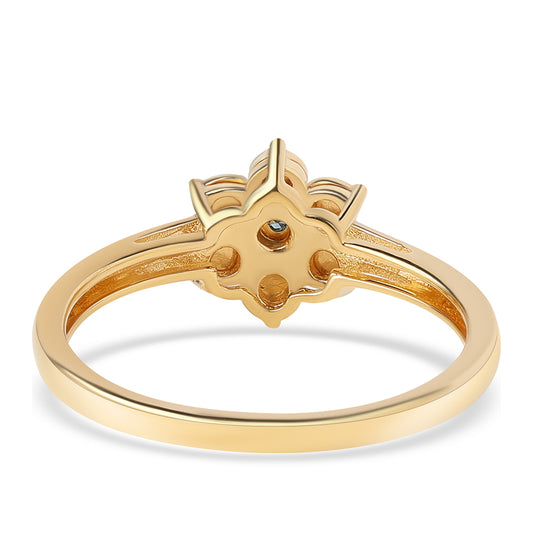 Anillo de Plata Bañada en Oro con Diamante Azul