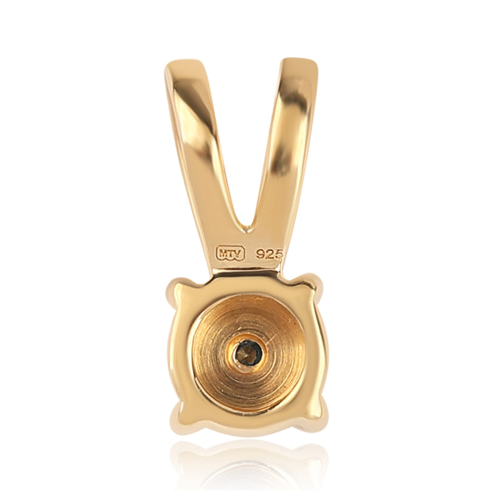 Colgante de Plata Bañada en Oro con Diamante Azul