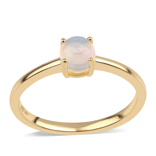 Anillo de Plata Bañada en Oro con Ópalo Etíope de Lega Dembi