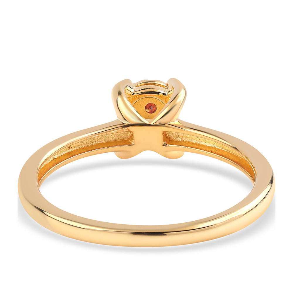 Conjunto de Plata Bañada en Oro con Diamante Rojo ( Pendientes +Anillo +Colgante )