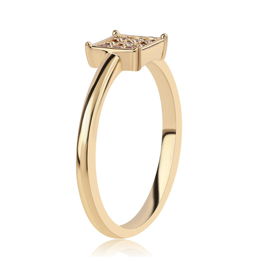 Anillo de Plata Bañada en Oro con Diamante Rojo