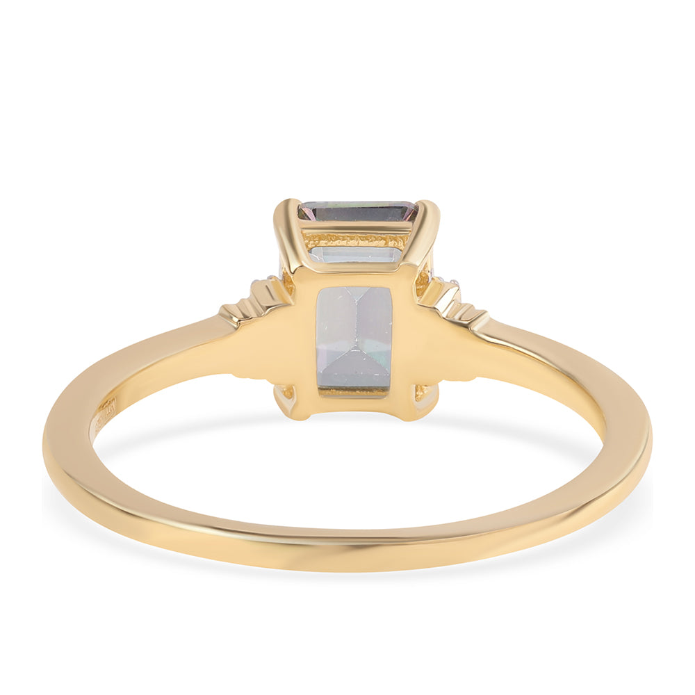 Anillo de Plata Bañada en Oro con Topacio Místico y Topacio Blanco