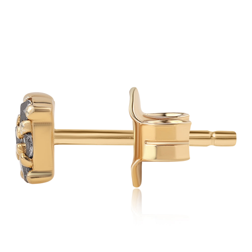 Pendientes de Plata Bañada en Oro con Diamante Negro