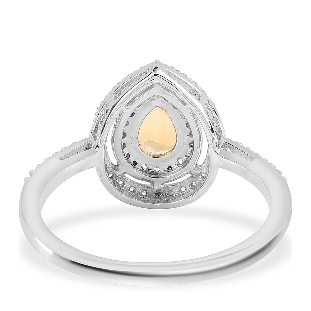 Anillo de Plata con AA Citrino de Brasil y Topacio Blanco