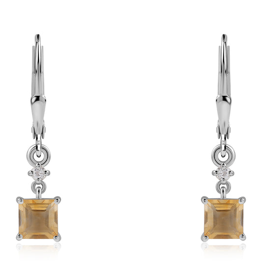 Pendientes de Plata con AA Citrino de Brasil y Topacio Blanco