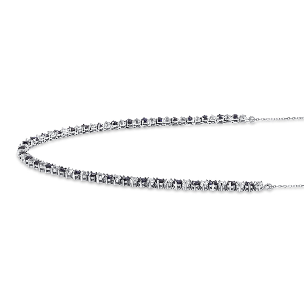 Collar de Plata con Zafiro Azul Australiano y Topacio Blanco