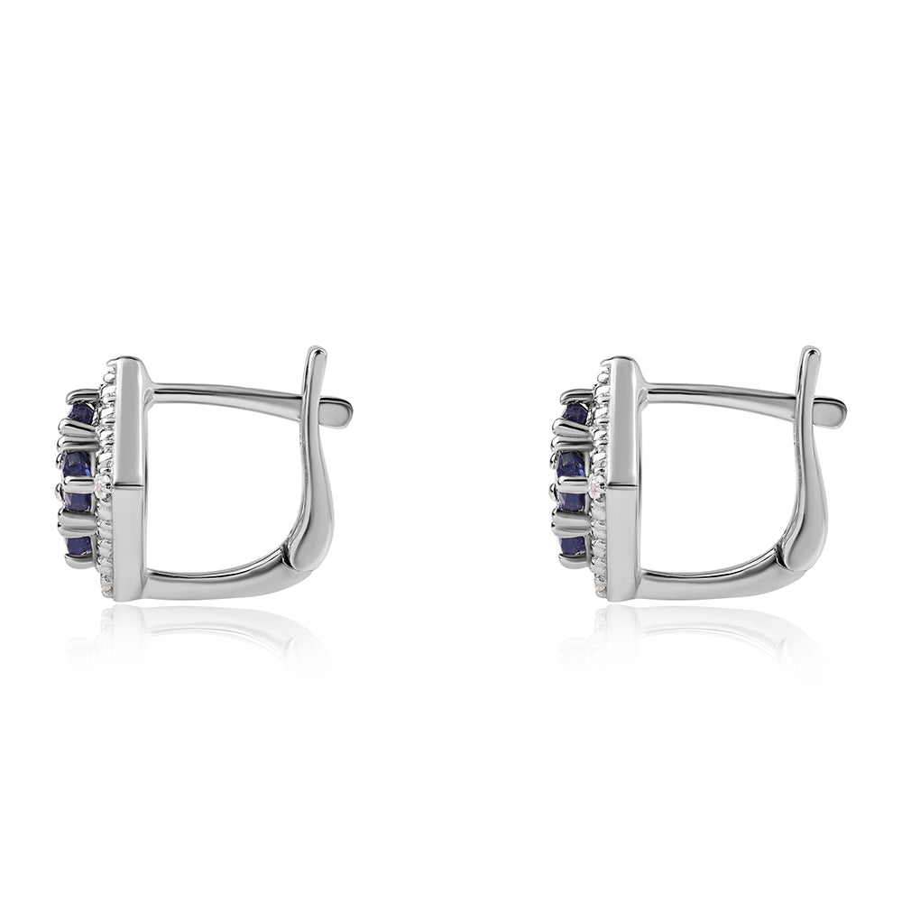 Pendientes de Plata con Zafiro Azul Australiano y Topacio Blanco