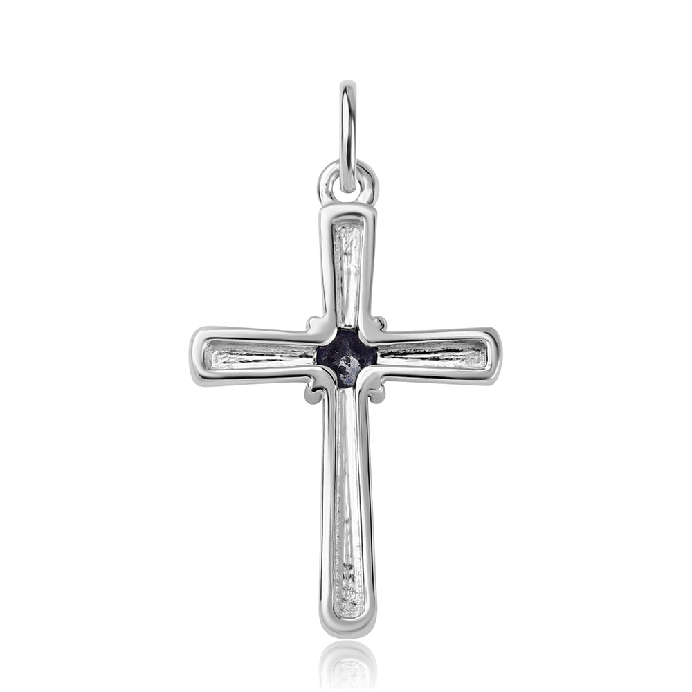 Cruz Colgante de Plata con Zafiro Azul Australiano