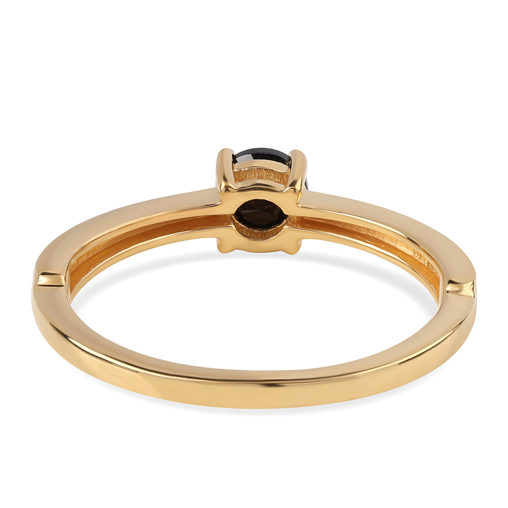 Anillo de Plata Bañada en Oro con Espinela Negra