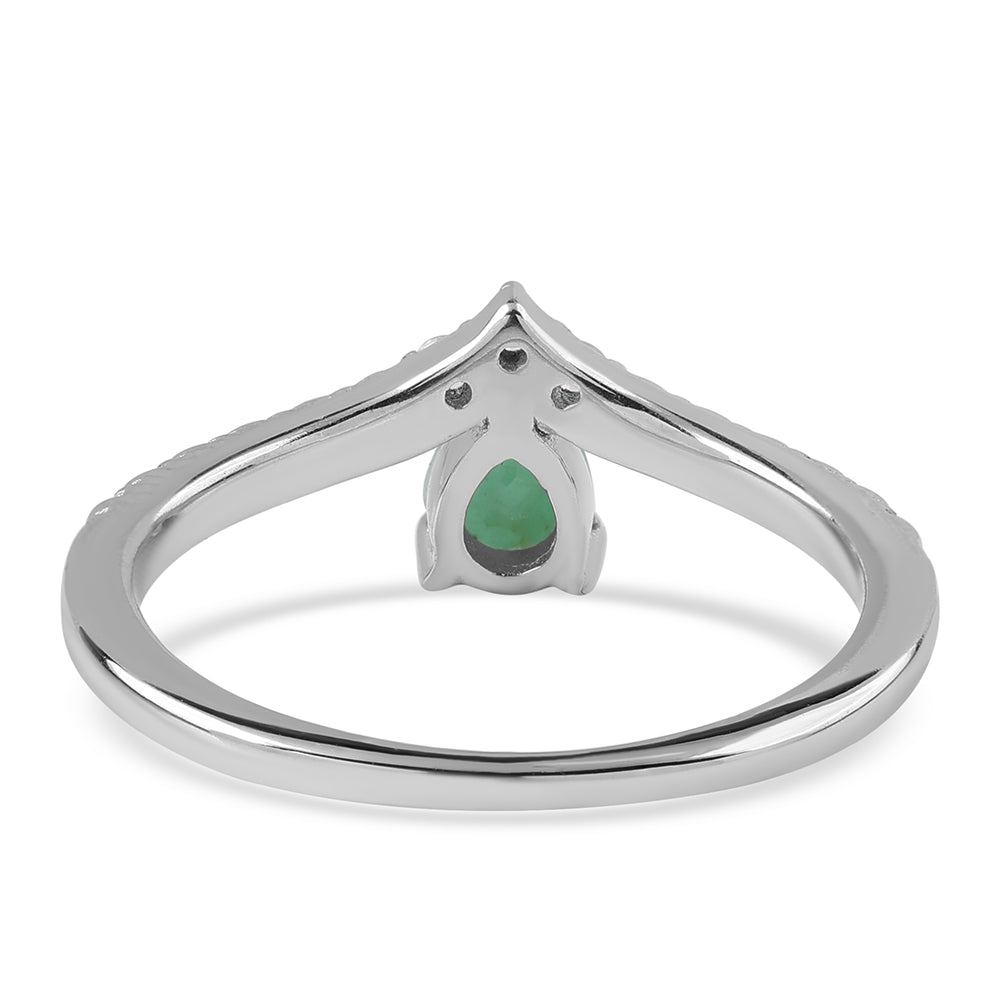 Anillo de Plata con Esmeralda de Brasil y Topacio Blanco