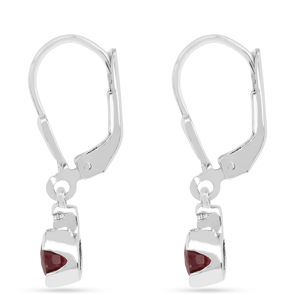 Pendientes de Plata con Rubí de Tailandia y Zircón Blanco