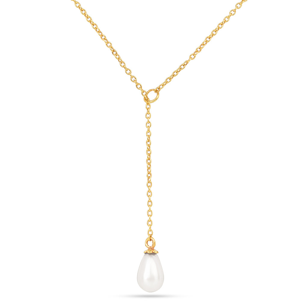 Collar de Plata Bañada en Oro con Perla de Agua Dulce Crema