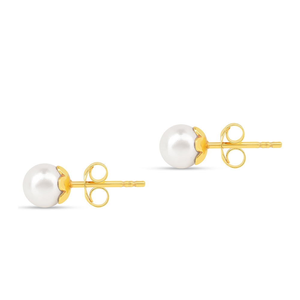 Conjunto de Plata Bañada en Oro con Perla de Agua Dulce Crema ( Pendientes +Pulsera )