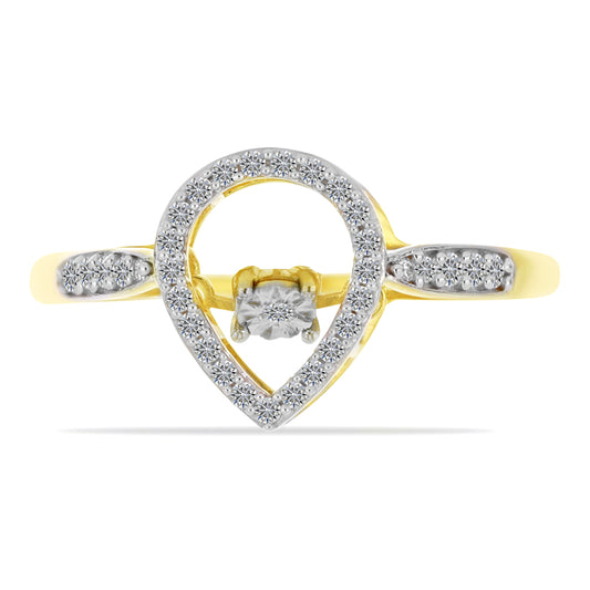 Anillo de Plata Bañada en Oro con Diamante blanco y Zircón Blanco