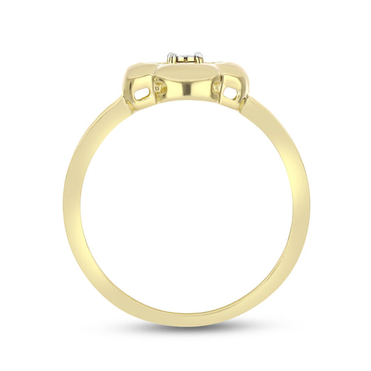 Anillo de Plata Bañada en Oro con Diamante blanco