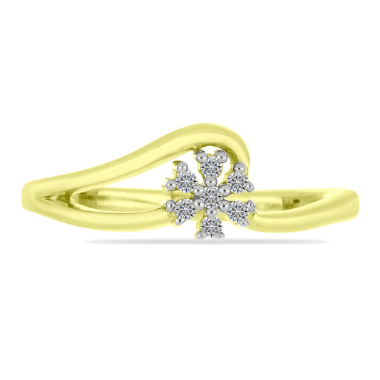 Anillo de Plata Bañada en Oro con Diamante blanco