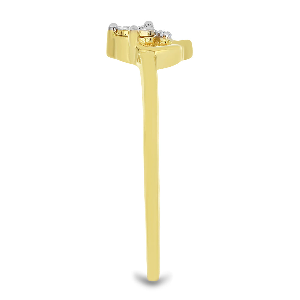 Anillo de Plata Bañada en Oro con Diamante blanco y Zircón Blanco