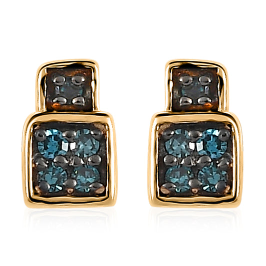 Pendientes de Oro 9K con Diamante Azul