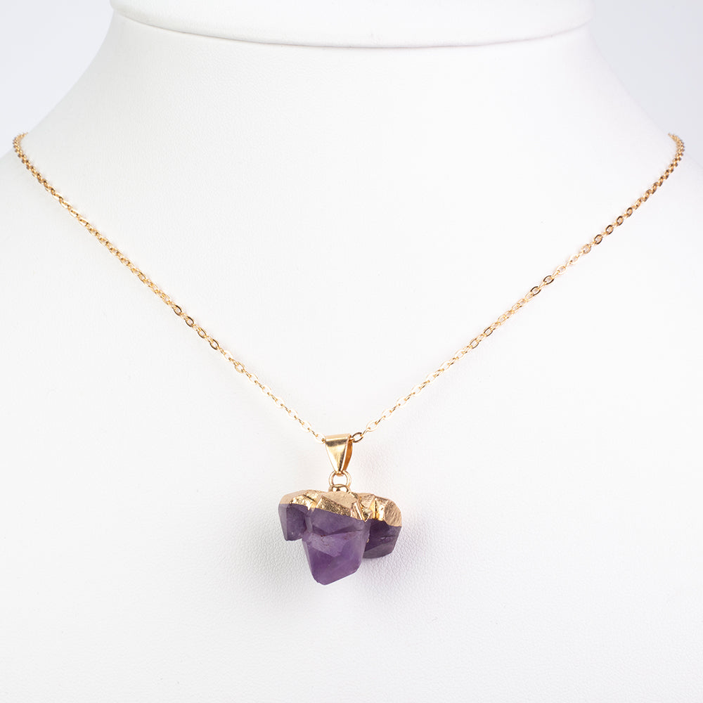 Conjunto de Aleación Bañado en Oro con Amatista ( Collar )