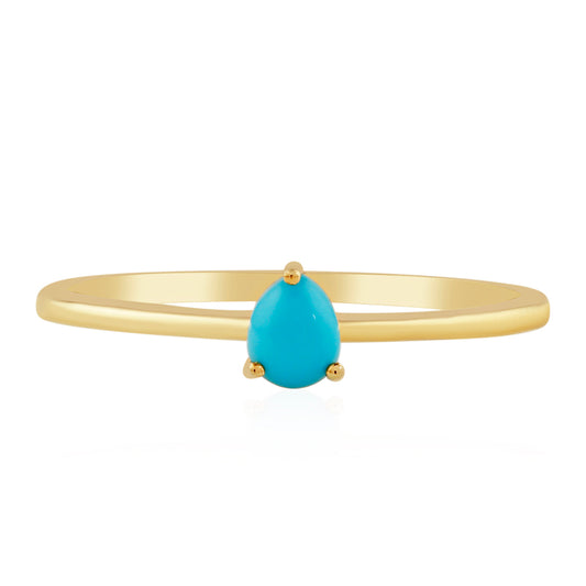 Anillo de Plata Bañada en Oro con Turquesa Bella Durmiente