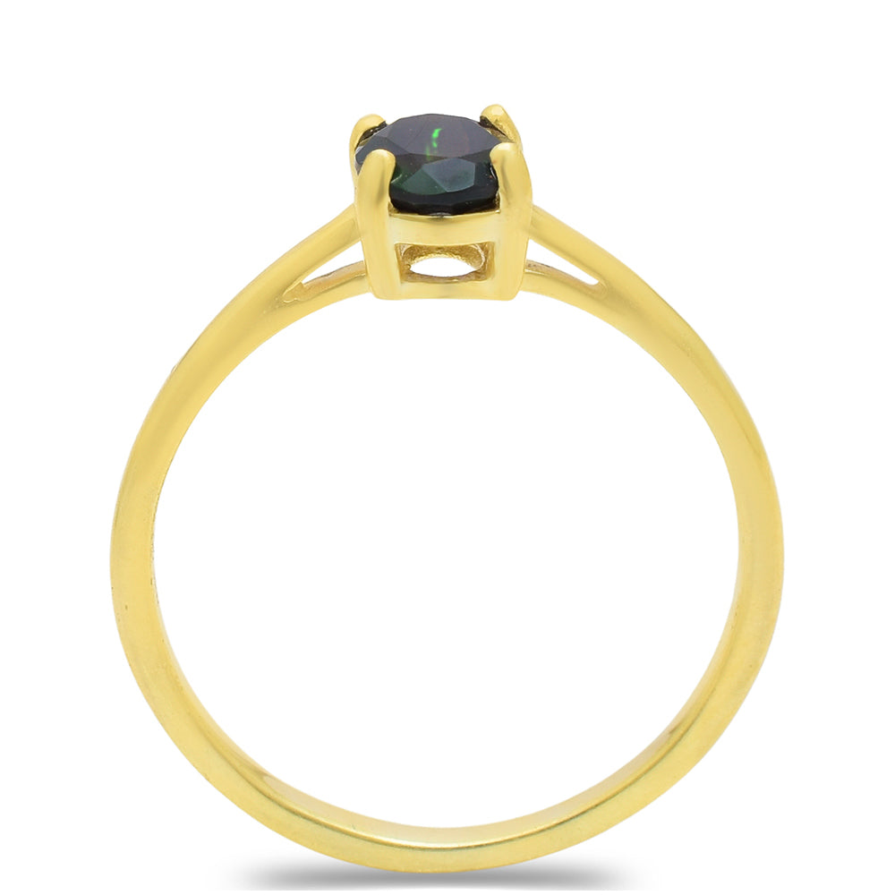 Anillo de Plata Bañada en Oro con Ópalo Etíope de Lega Dembi