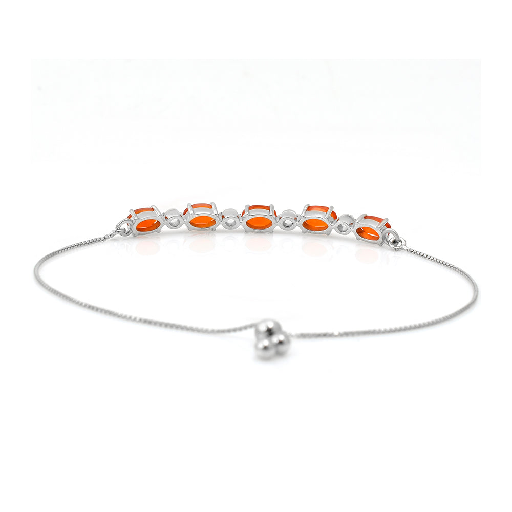 Pulsera de Plata con Ágata Roja y Topacio Blanco