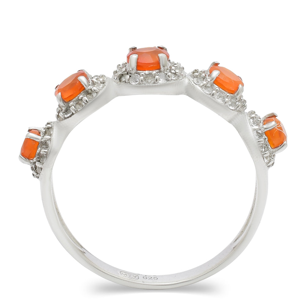 Anillo de Plata con Ágata Roja y Topacio Blanco