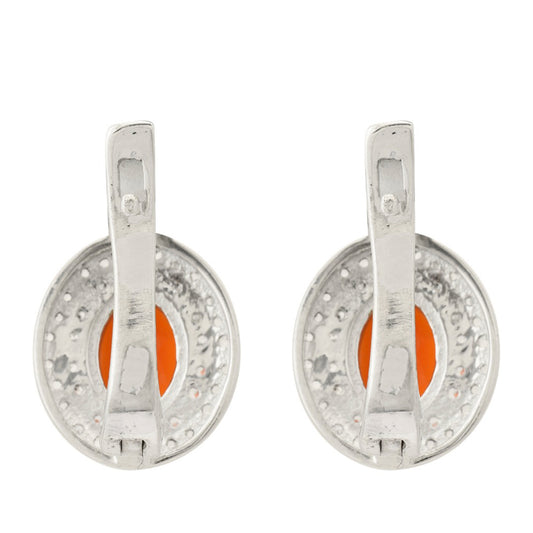 Pendientes de Plata con Ágata Roja y Topacio Blanco