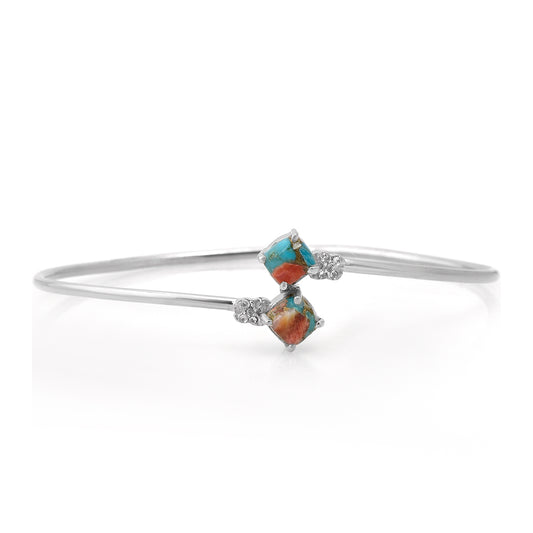 Pulsera de Plata con Turquesa Ostra y Topacio Blanco