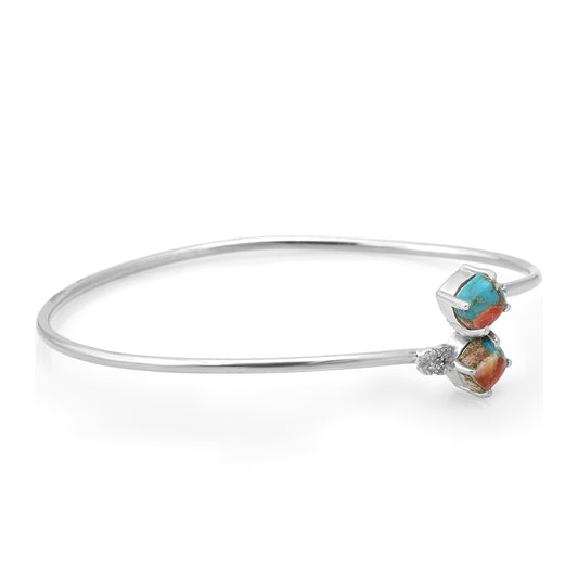 Pulsera de Plata con Turquesa Ostra y Topacio Blanco