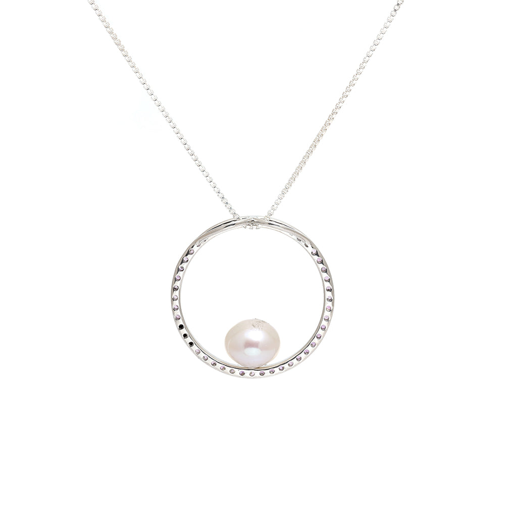 Colgante de Plata con Amatista de Brasil y Perla blanca de agua dulce