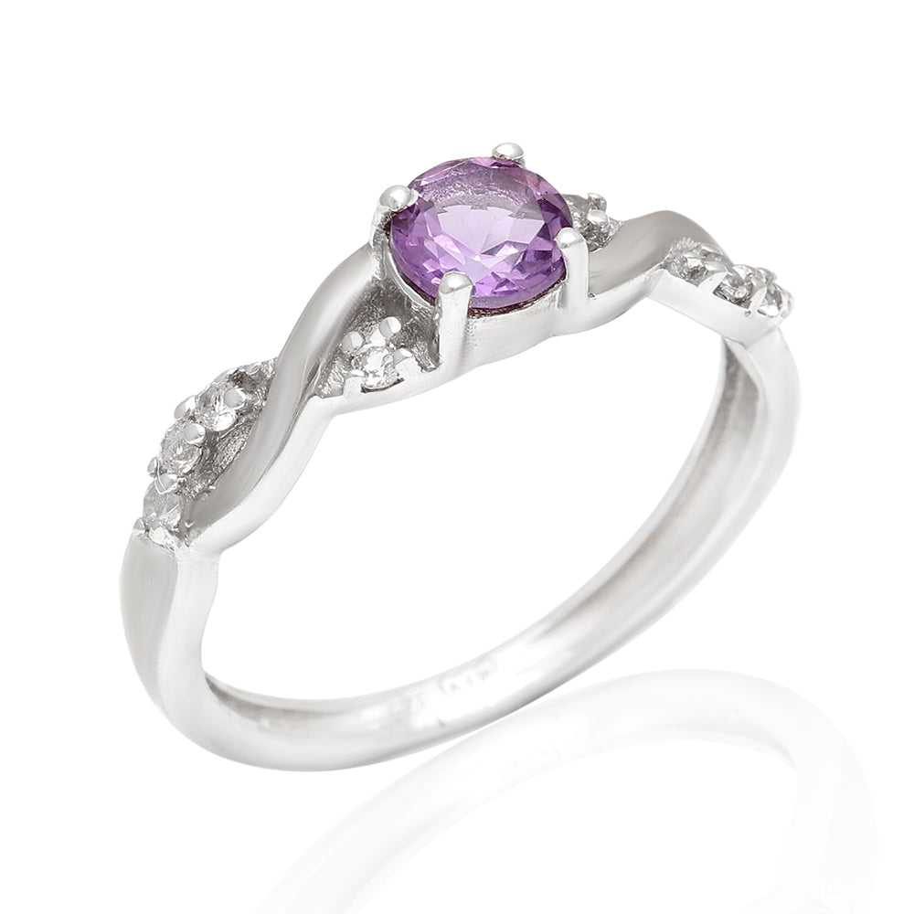 Anillo de Plata con Topacio Blanco y Amatista de Brasil