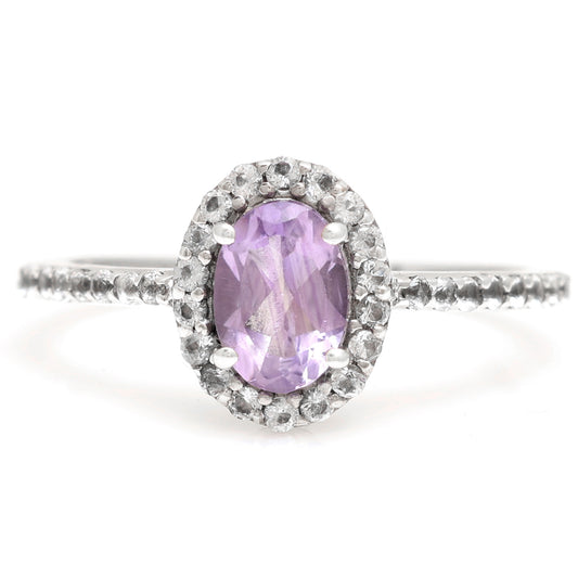 Anillo de Plata con Amatista de Brasil y Topacio Blanco
