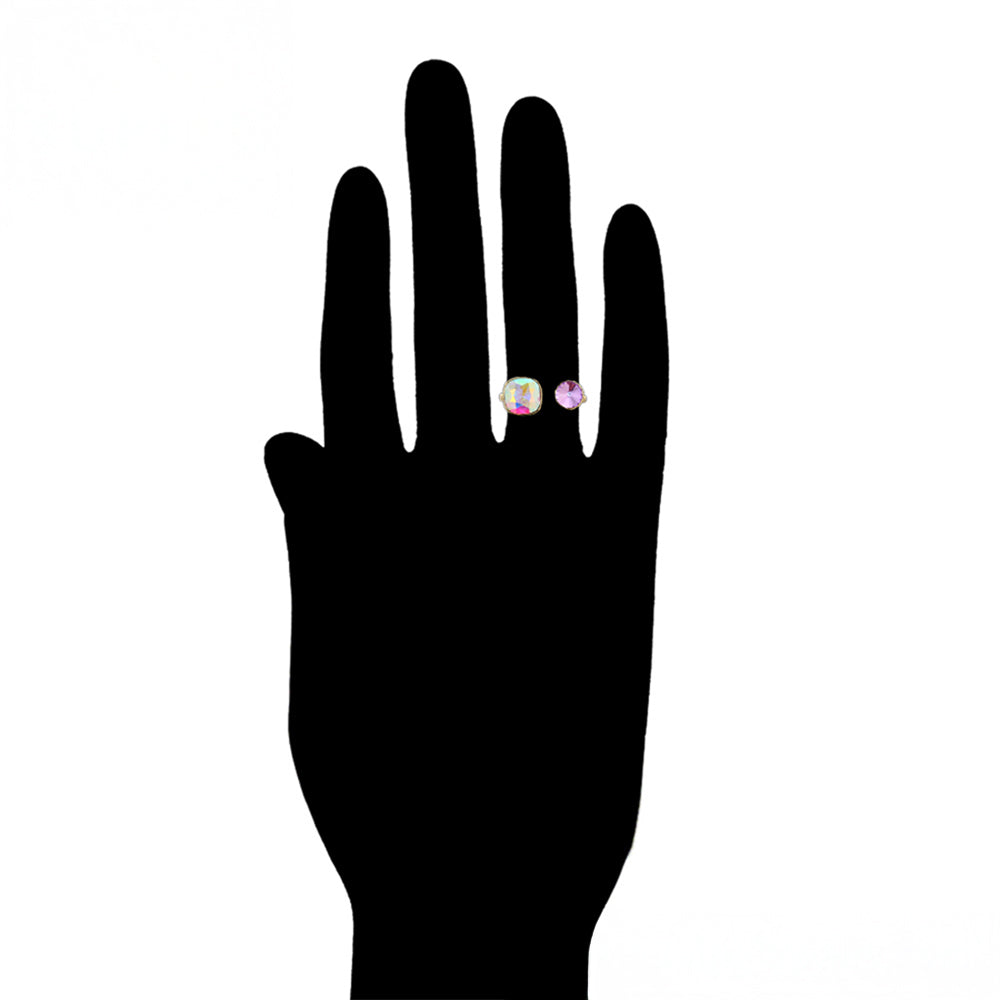 Anillo de Aleación Bañado en Oro con Cristal Emporia® Púrpura y Cristal Emporia® Blanco