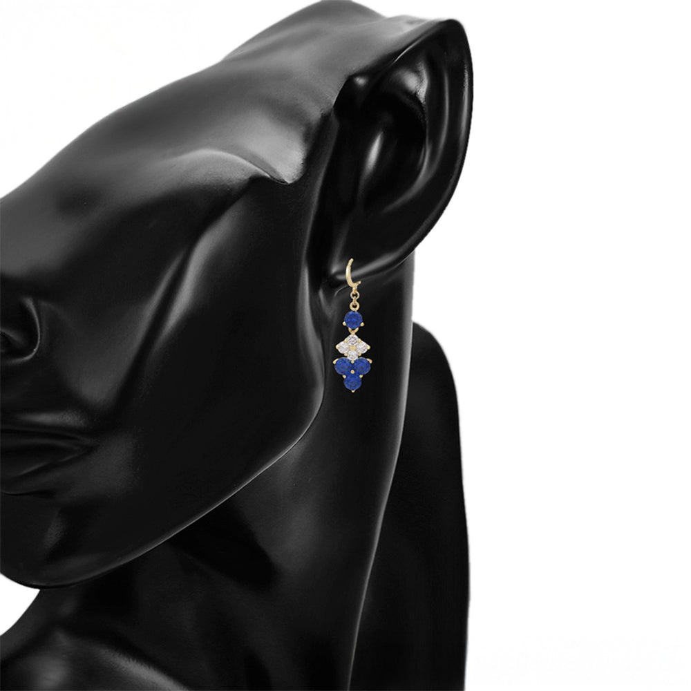 Pendientes de Aleación Bañado en Oro con Cristal Emporia® Azul y Cristal Emporia® Blanco