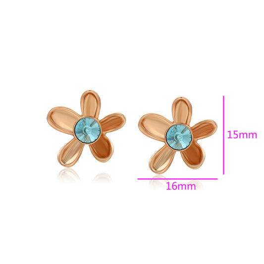 Pendientes de Aleación Bañado en Oro con Cristal Emporia® Azul