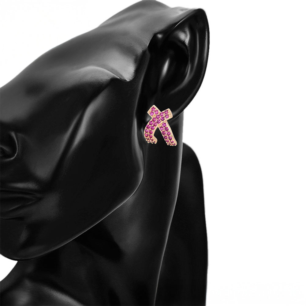 Pendientes de Aleación Bañado en Oro con Cristal Emporia® Rosa