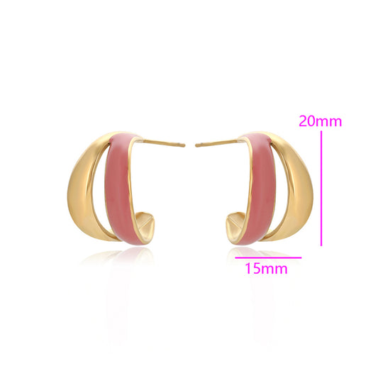 Pendientes de Aleación Bañado en Oro con Esmalte