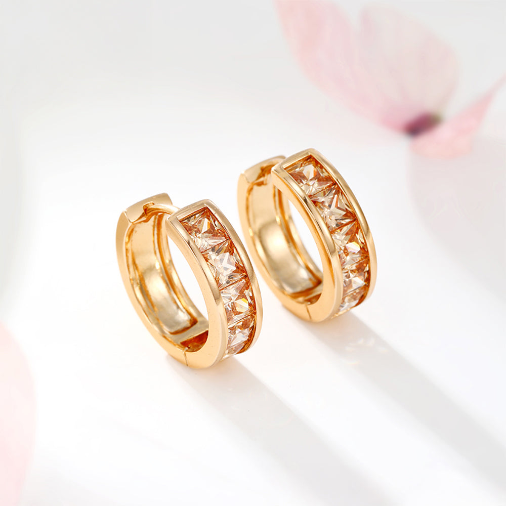 Pendientes de Aleación Bañado en Oro con Cristal Emporia® Blanco