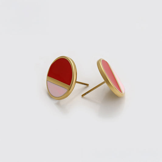 Pendientes de Aleación Bañado en Oro con Cristal Emporia® Rojo y Cristal Emporia® Rosa