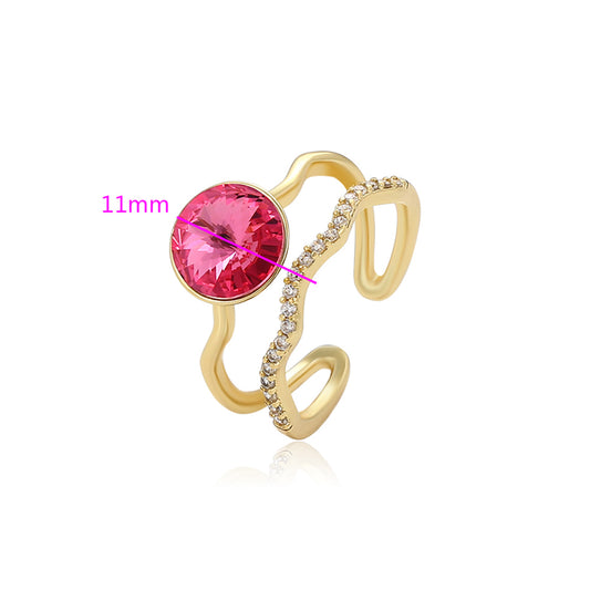Anillo de Aleación Bañado en Oro con Cristal Emporia® Rojo