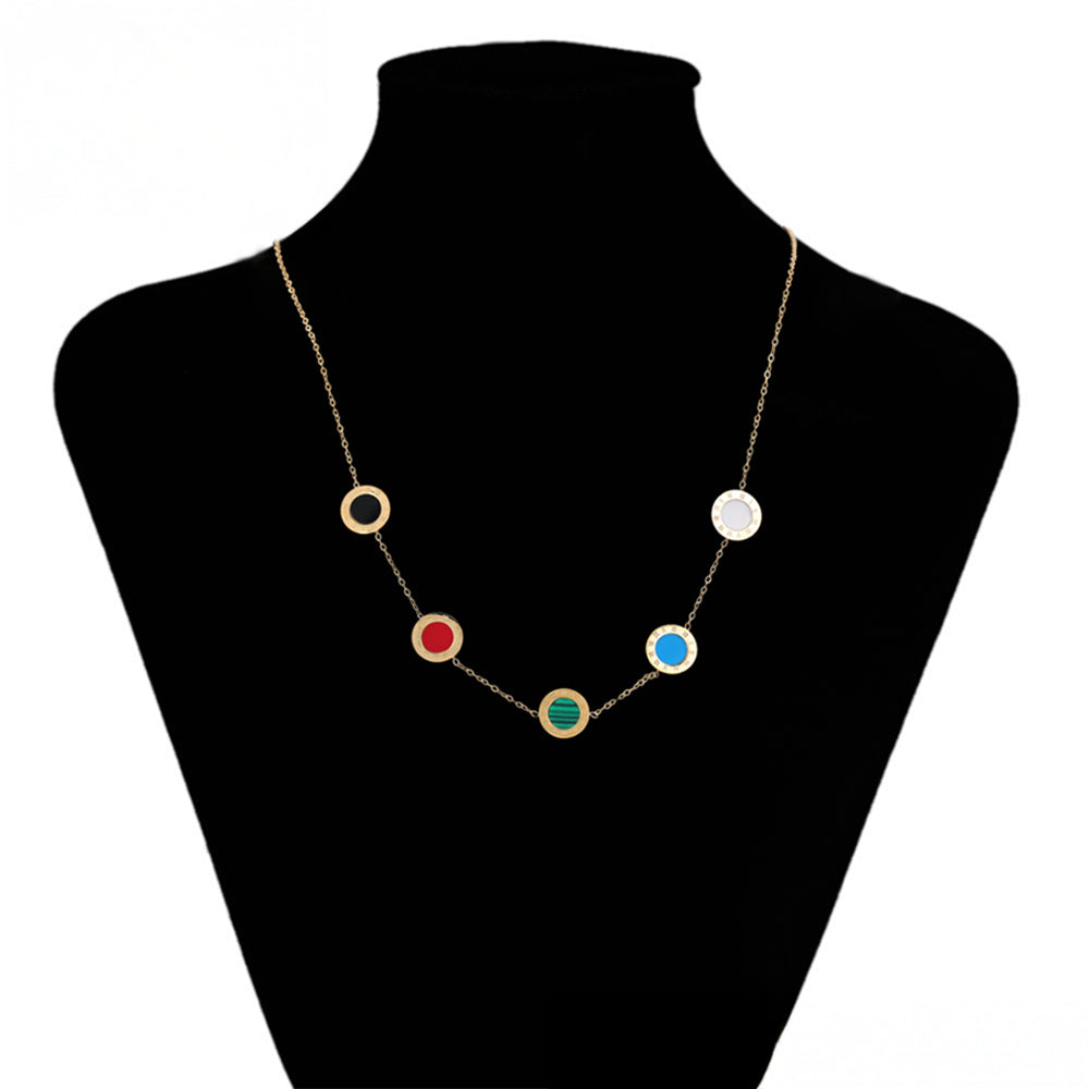 Collar de Aleación Bañado en Oro con Cristal Emporia® Rojo y Cristal Emporia® Azul