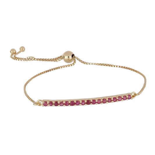 Pulsera de Plata Bañada en Oro con Rubí de Madagascar