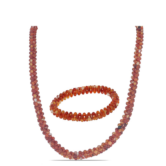 Conjunto de Plata Bañada en Oro con Ágata Roja