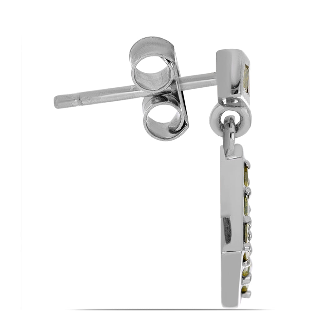 Pendientes de Plata con Diamante Amarillo