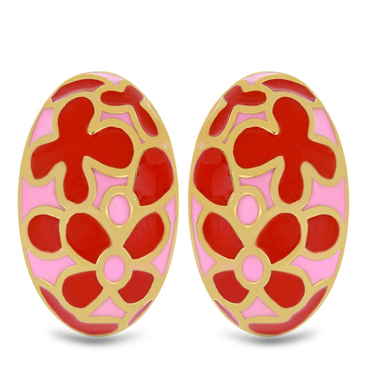 Pendientes de Plata Bañada en Oro con Esmalte