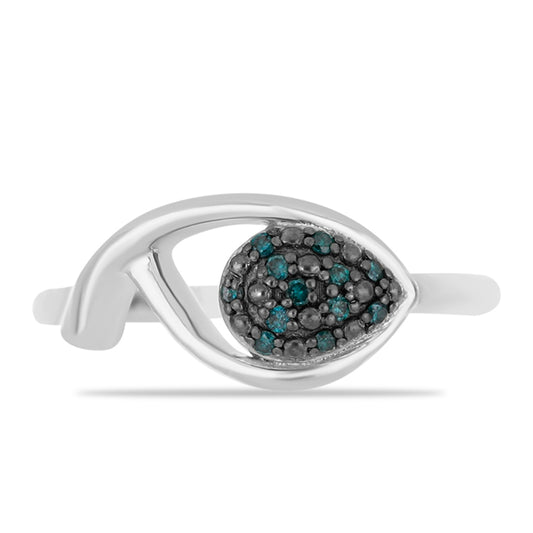 Anillo de Plata con Diamante Azul