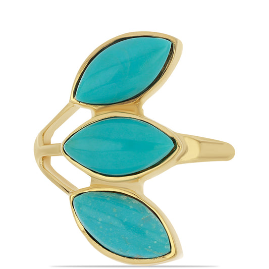 Anillo de Plata Bañada en Oro con Turquesa Bella Durmiente